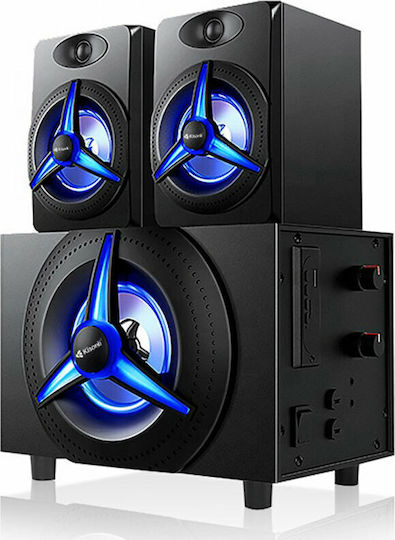 Kisonli TM-7000A Ασύρματα Ηχεία Υπολογιστή 2.1 με Bluetooth και Ισχύ 15W Μαύρα