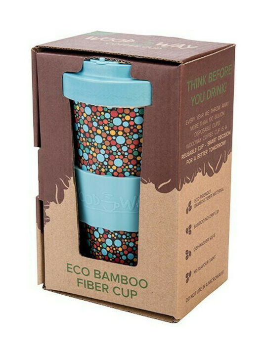 Woodway Fusion Becher Bamboo mit Deckel Blue 500ml