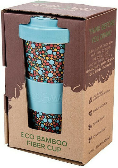 Woodway Fusion Κούπα Μπαμπού με Καπάκι Blue 500ml