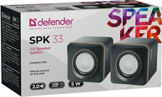 Defender SPK-33 Ηχεία Υπολογιστή 2.0 με Ισχύ 5W σε Μαύρο Χρώμα