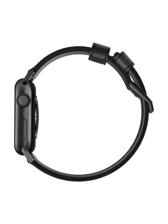 Nomad Modern Strap Δερμάτινο Μαύρο-Μαύρο (Apple Watch 42/44mm)