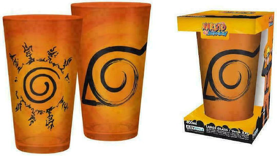 Abysse Naruto Konoha & Sea Symbol Pahar din Sticlă în Culoarea Portocaliu 400ml