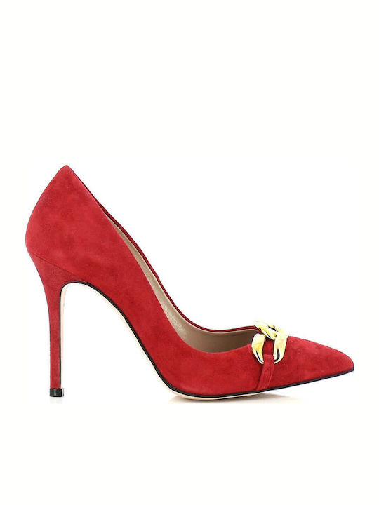 Fratelli Petridi 1001-01 Suede Pantofi cu toc cu Toc Stiletto Roșii 502000100101 RED