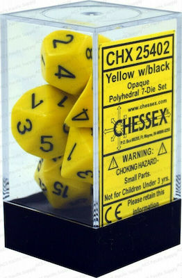 Chessex Würfel Gelb/Schwarzes undurchsichtiges 7-Würfel-Set 25402