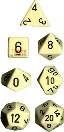 Chessex Dice Ivory/ Black Opaque 7-Dice Set 7pcs 25400 Ivory/Black