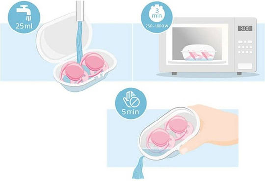 Philips Ultra Air Orthodontic Pacifiers Silicone with Case Unicorn - Pink - Orange for 6-18 months 2pcs