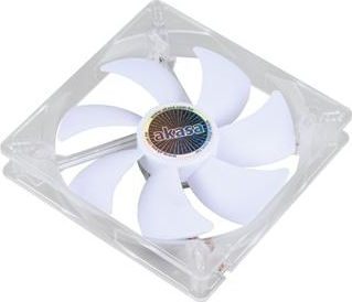 Akasa AK-195WH Case Fan 140mm με Λευκό Φωτισμό και Σύνδεση 3-Pin Λευκό