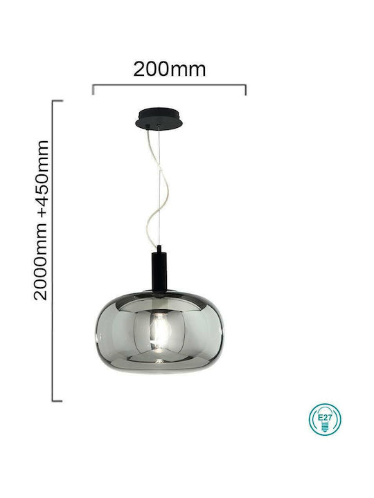 Ondaluce Pendant Light Black with Socket E27 20cm