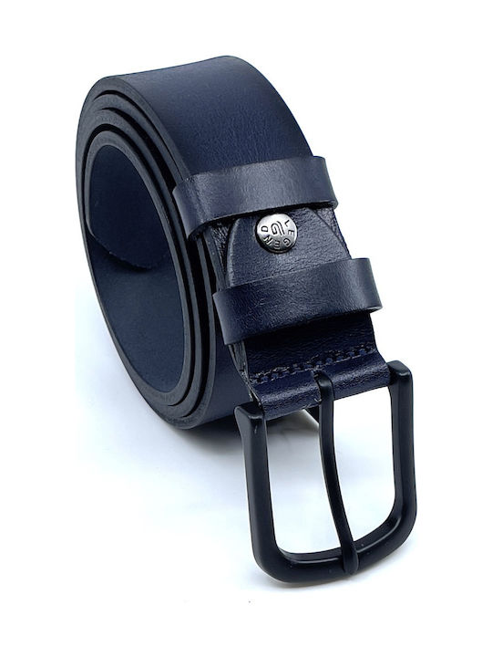 Blue Leather Belt 4CM Full Grain