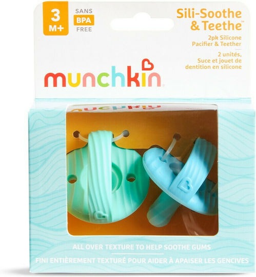 Munchkin Pacifiers Silicone Sili-Soothe & Teethe Blue - Green for 3+ months 2pcs