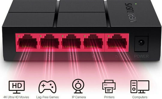 Mercusys Unmanaged L2 Switch with 5 Gigabit (1Gbps) Ethernet Ports