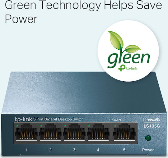 TP-LINK LS105G Unmanaged L2 Switch with 5 Gigabit (1Gbps) Ethernet Ports