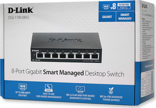 D-Link DGS-1100 V2 Managed L2 Switch με 8 Θύρες Gigabit (1Gbps) Ethernet