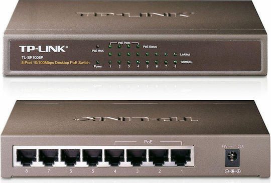 TP-LINK TL-SF1008P v4 Unmanaged L2 PoE Switch με 8 Θύρες Ethernet