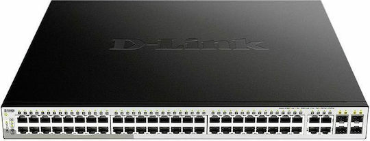 D-Link DGS-1210-52MP v2 Gestionat L2 PoE+ Switch cu 48 Porturi Gigabit (1Gbps) Ethernet și 4 Porturi SFP