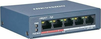 Hikvision DS-3E0105P-E/M Unmanaged L2 PoE Switch με 4 Θύρες Ethernet