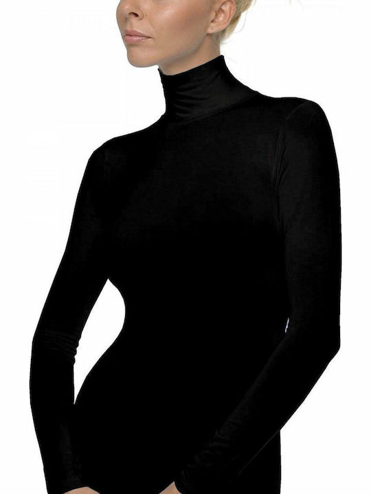 Women's Long Sleeve Turtleneck T-Shirt Black