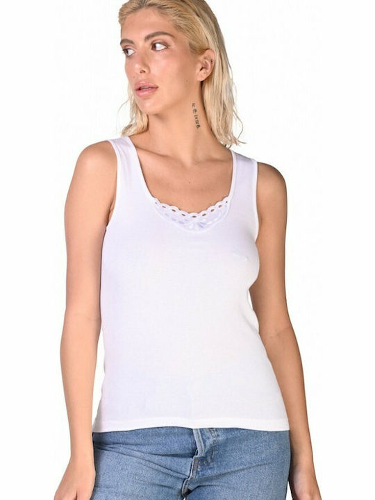 Women's Sleeveless Cotton T-Shirt White 2Pack
