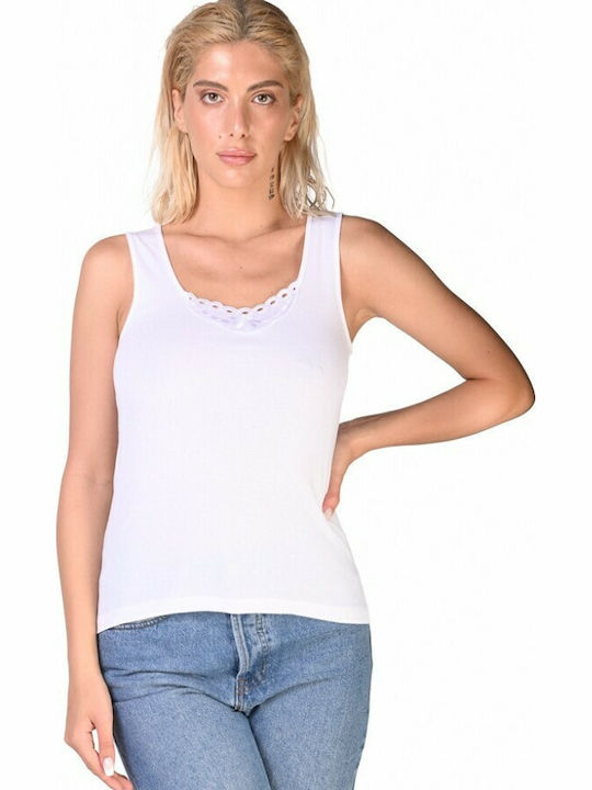 Women's Sleeveless Cotton T-Shirt White 2Pack