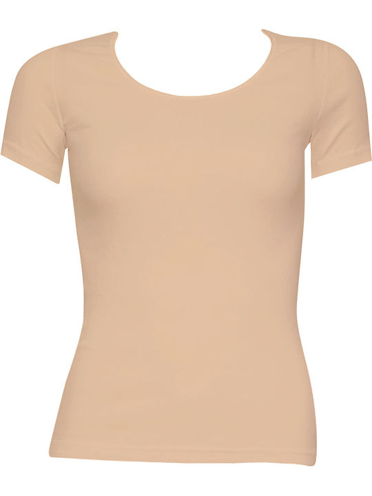 Women's Short Sleeve Cotton T-Shirt Beige 2Pack