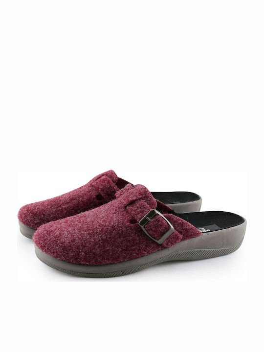 Love4shoes 200-0101 Papuci de casă pentru femei de iarnă în Burgundy culoare 1222-0161-000009