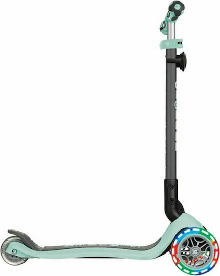 Globber Kids Scooter Foldable Go Up Deluxe Lights 3-Wheel with Seat for 3+ Years Mint