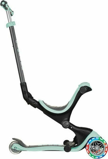Globber Kids Scooter Foldable Go Up Deluxe Lights 3-Wheel with Seat for 3+ Years Mint