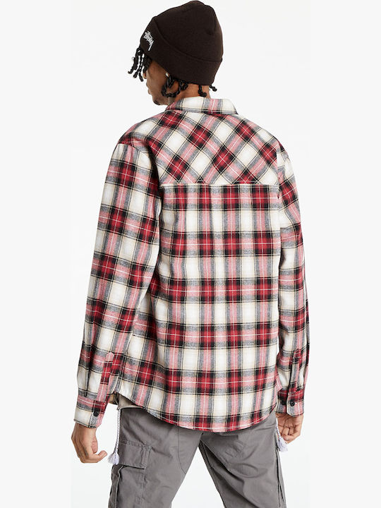 Horsefeathers Men's Shirt Long Sleeve Checked Red