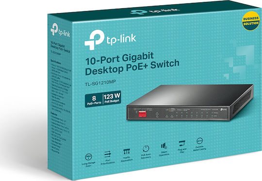 TP-LINK TL-SG1210MP v1 Unmanaged L2 PoE+ Switch με 9 Θύρες Gigabit (1Gbps) Ethernet και 1 SFP Θύρα