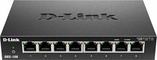 D-Link DGS-108 Unverwaltet L2 Switch mit 8 Ports Gigabit (1Gbps) Ethernet