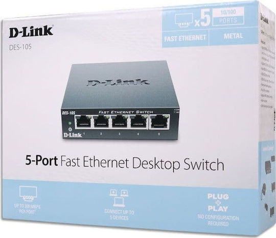 D-Link DES-105 Unverwaltet L2 Switch mit 5 Ports Ethernet