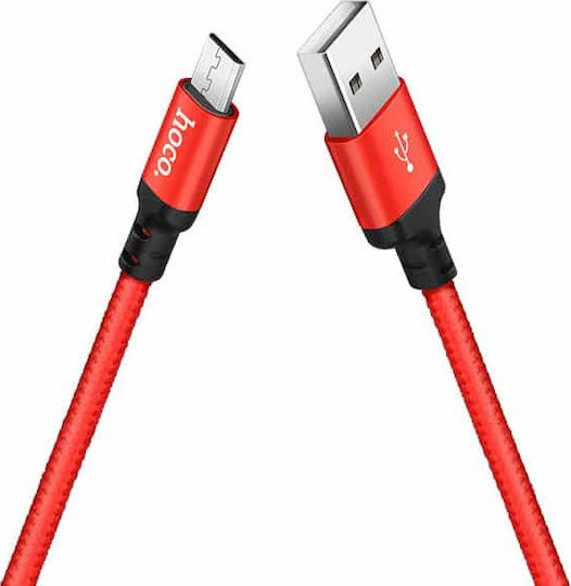 Hoco X14 High Speed 2m Braided USB 2.0 to micro USB Cable Red (HOC-X14m-BKR2)