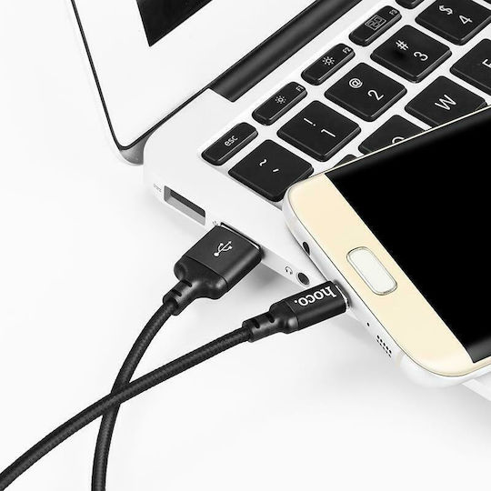 Hoco Braided USB 2.0 to micro USB Cable Μαύρο 2m (X14)
