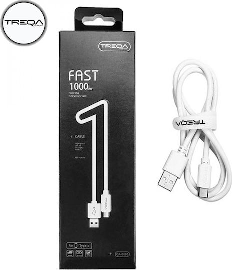 Treqa Regular USB 2.0 to micro USB Cable Λευκό 1m CA-8061 1τμχ