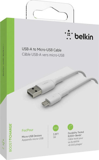Belkin Regular USB 2.0 spre micro USB Cablu Alb 1m (CAB005bt1MWH) 1buc