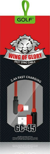 Golf Angle (90°) USB 2.0 to micro USB Cable Μαύρο 1m (GC-45M-BK)