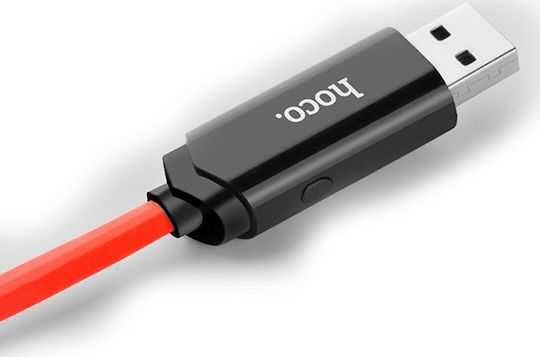 Hoco U29 LED Regular USB 2.0 to micro USB Cable Κόκκινο 1m (HOC-U29m-R) 1τμχ
