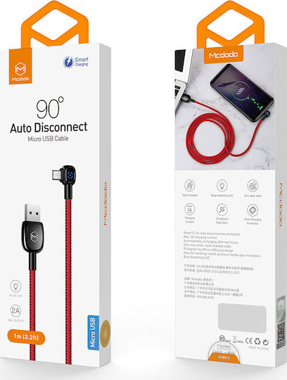 Mcdodo Woodpecker CA-5931 1m Angle (90°) / Braided USB 2.0 to micro USB Cable Red (CA-5931)