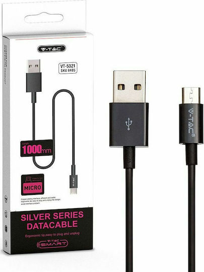 V-TAC Retractable to micro USB Cable Ασημί 1m (Silver)