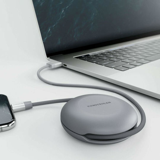 Vonmählen Braided / Retractable USB 2.0 to micro USB Cable Ασημί 1m (E070P0014)