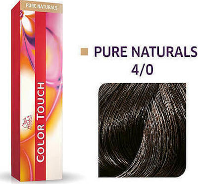 Wella Color Touch Pure Naturals Βαφή Μαλλιών Χωρίς Αμμωνία 4/0 Καστανό 60ml