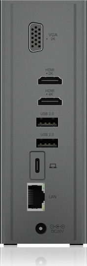 Icy Box USB-C Docking Station με HDMI 4K PD Ethernet και σύνδεση 3 Οθονών Γκρι (IB-DK2262AC)