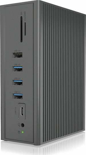 Icy Box USB-C Docking Station με HDMI 4K PD Ethernet και σύνδεση 3 Οθονών Γκρι (IB-DK2262AC)