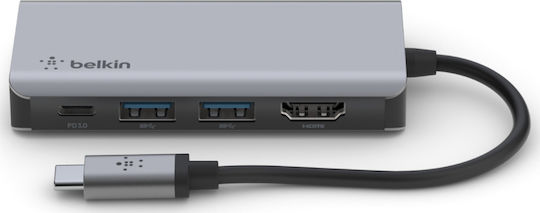 Belkin Connect USB-C Stație de andocare cu HDMI 4K PD Gri