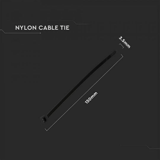 V-TAC V-TAC Plastic Cable Ties 150mm x 3.5mm in Black Colour (100 pcs)