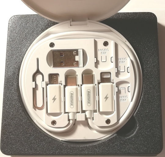 Remax RC-190 Regular USB to Lightning / Type-C / micro USB Cable 3A Λευκό 0.29m