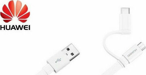 Huawei Flat USB to Type-C/micro USB Cable Λευκό 1.5m (04071417)