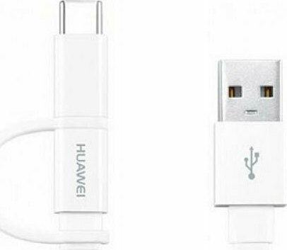 Huawei Flat USB to Type-C/micro USB Cable Λευκό 1.5m (04071417)