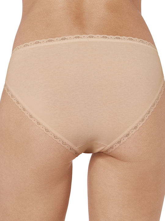 24/7 Tai Βαμβακερά Γυναικεία Slip 3Pack με Δαντέλα Μπεζ