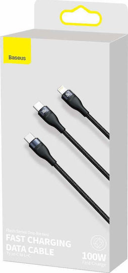 Baseus Flash Series Braided USB to Type-C / Lightning Cable 5A Μαύρο 1.2m (CA1T2-F01)